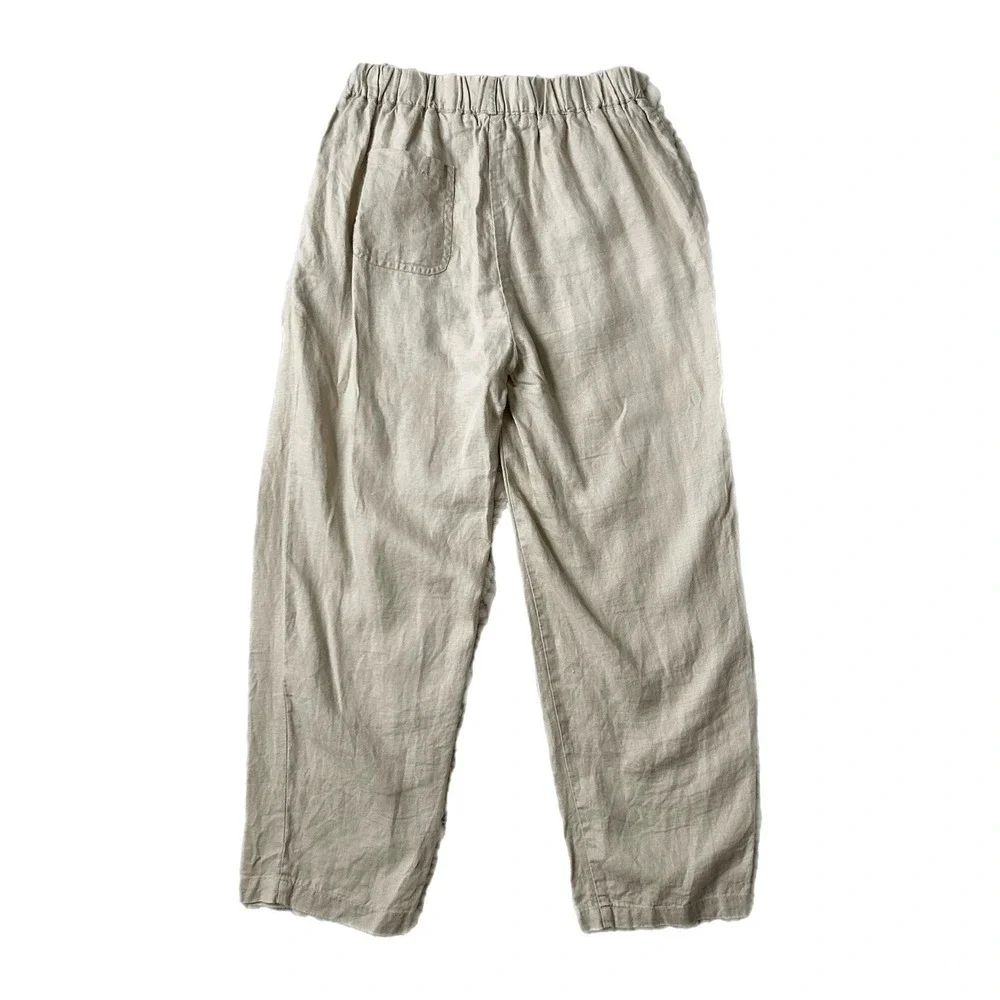 Quince 100% European Linen Elastic Waist Wide Leg Pants Driftwood Tan Size XS